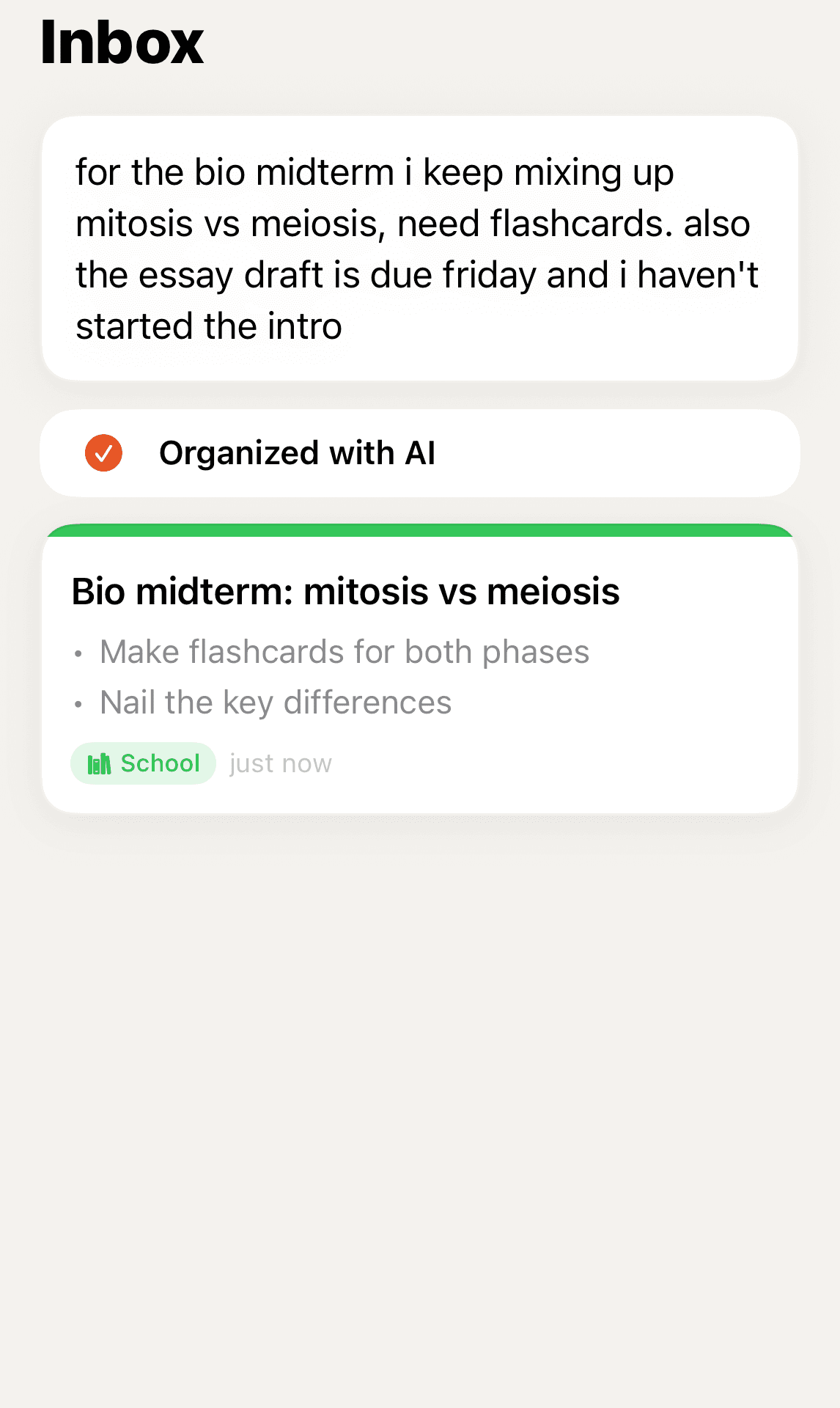 Catch every thought — Dump it messy — Clair organises it with AI.
